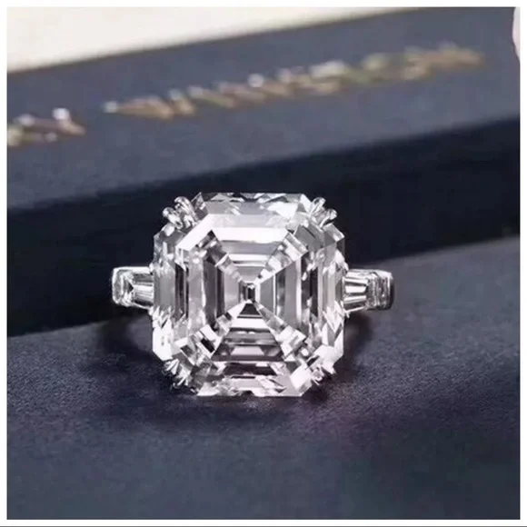 Asscher Cut 6 Carat Simulated Diamond Ring 925 Silver The Doeanne - Picture 1 of 12